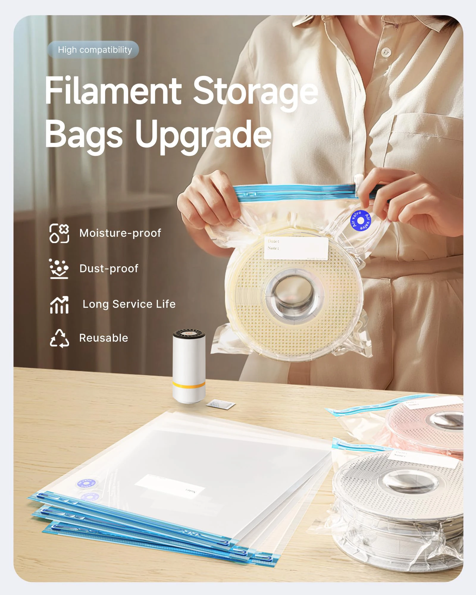 3D Printer Filament Vacuum Bag - 3D Printing Bambu Lab recension och pris